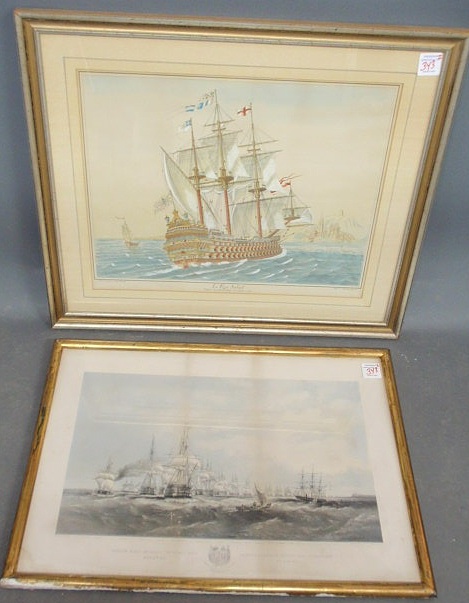 Appraisal: Two framed nautical prints Le Roi Soleil x and English