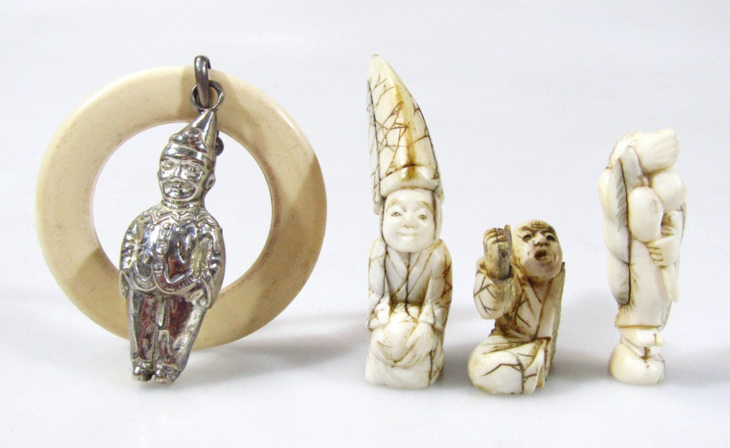 Appraisal: Early thC ivory etc to include an ivory and silver