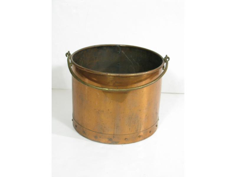 Appraisal: Copper Kindling Bucket late th c with applied brass swing