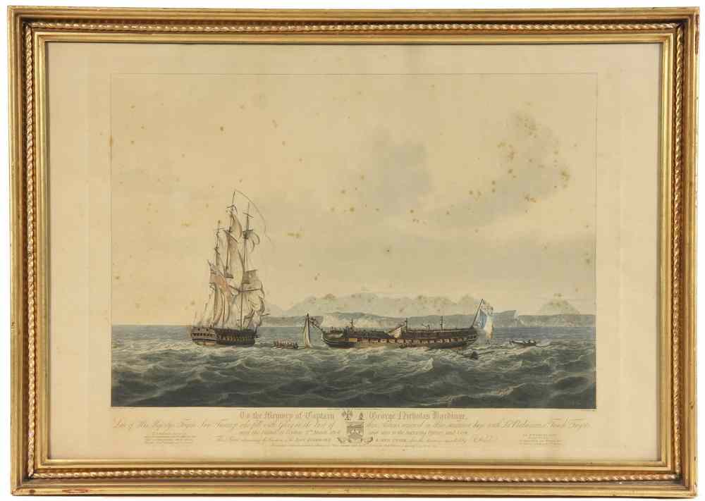 Appraisal: HANDCOLORED STIPPLE ENGRAVING - English Commemorative Naval Print 'To the