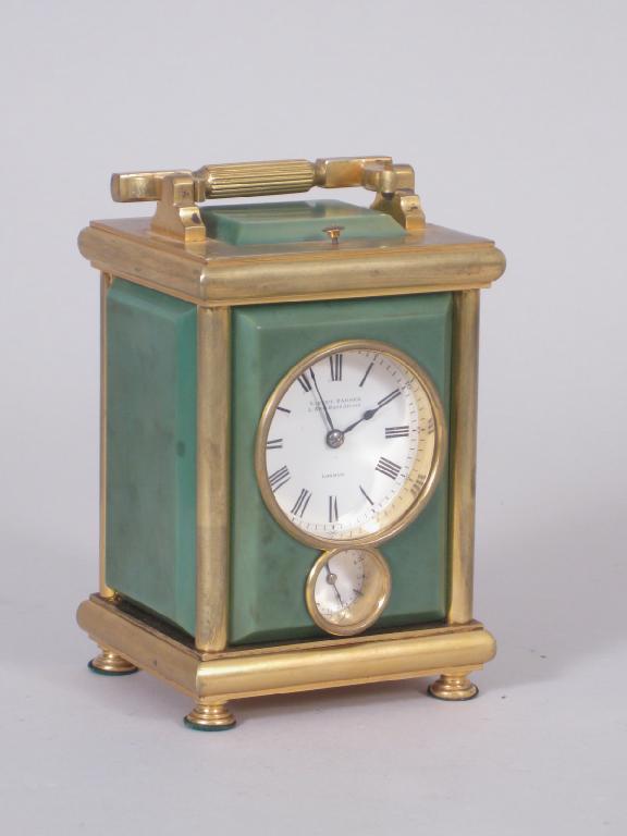 Appraisal: A th Century ormolu Carriage Clock with green onyx panels