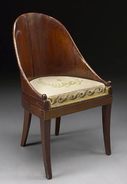 Appraisal: An Empire mahogany tub chair first quarter th century The