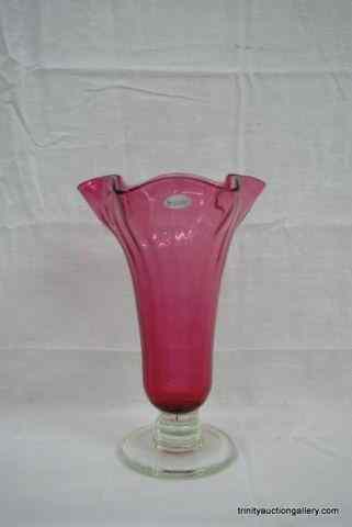 Appraisal: Fenton Glass Cranberry on Clear '' VaseIs a beautiful new