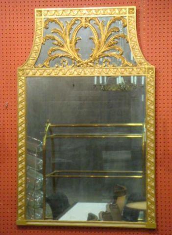 Appraisal: Ornate Two Part Feather-Decorated Giltwood Mirror with a brass signature