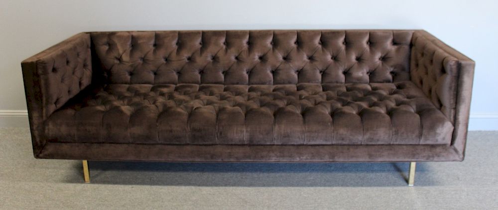 Appraisal: Vintage Velvet Upholstered Chesterfield Style Sofa Nice size and condition