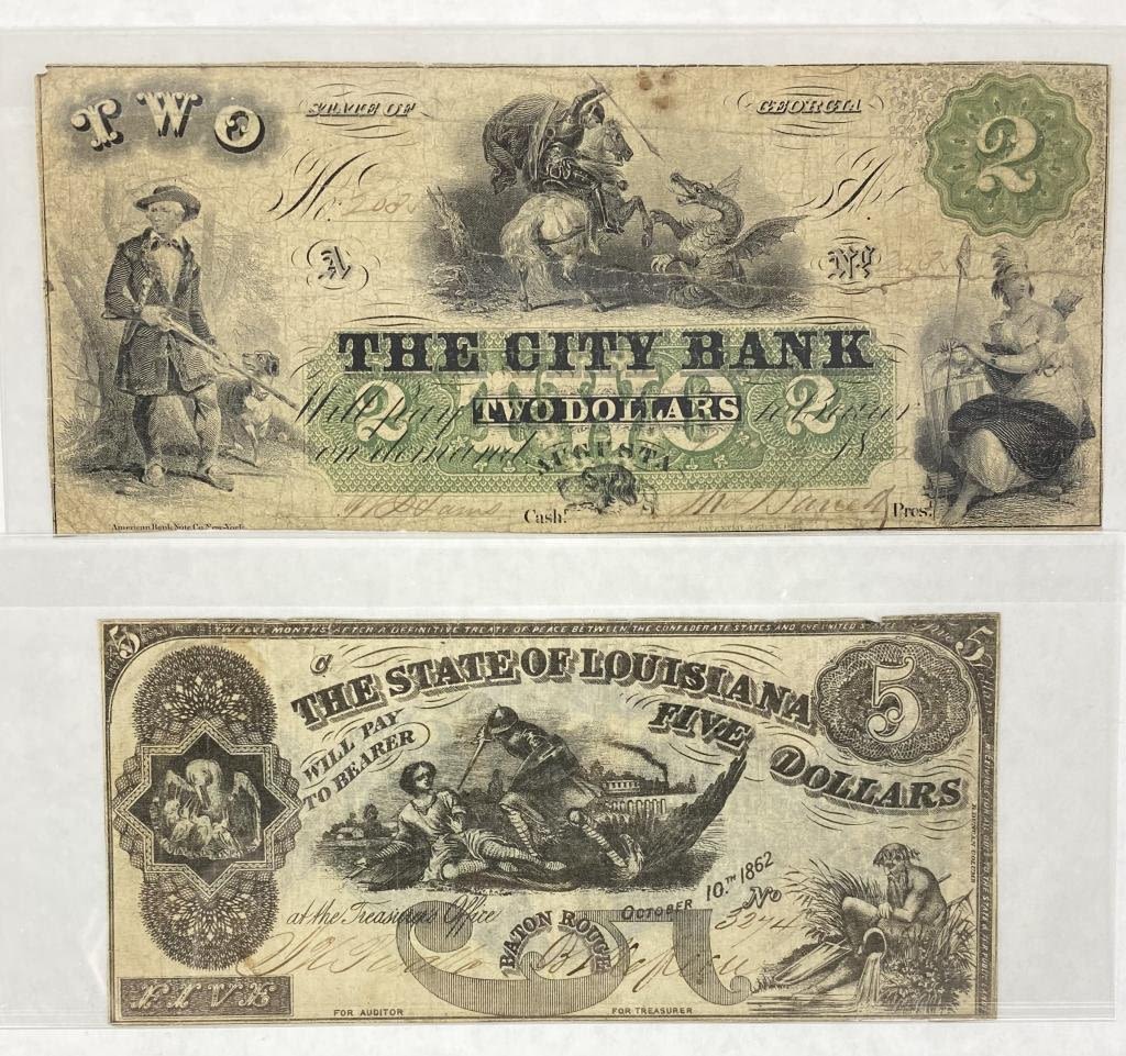 Appraisal: Scarce US Obsolete Currency Notes the City Bank Georgia w