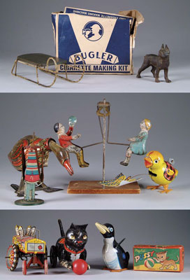 Appraisal: LOT OF MISC TOYS Gibbs hand painted swing toy Marx