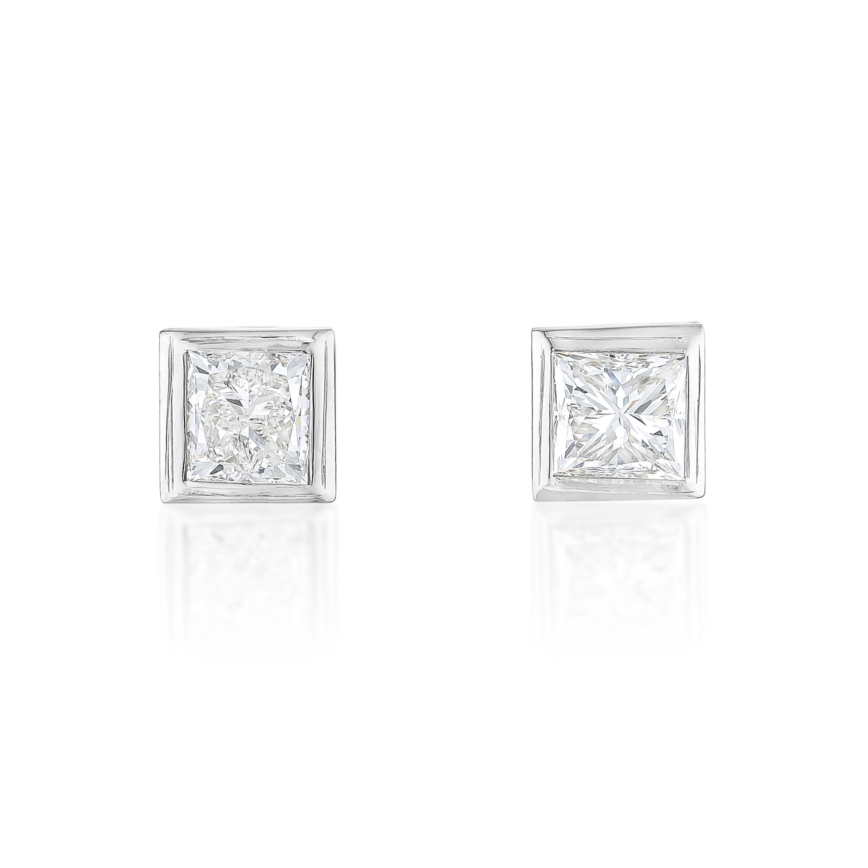 Appraisal: DIAMOND STUD EARRINGS METAL K white gold GEMSTONE S princess