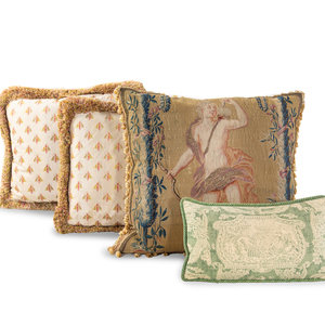 Appraisal: A Continental Tapestry Pillow and Three Modern Pillows The Tapestry