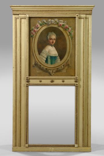 Appraisal: Attractive French Carved Ivory-Painted and Parcel-Gilt Trumeau Mirror fourth quarter