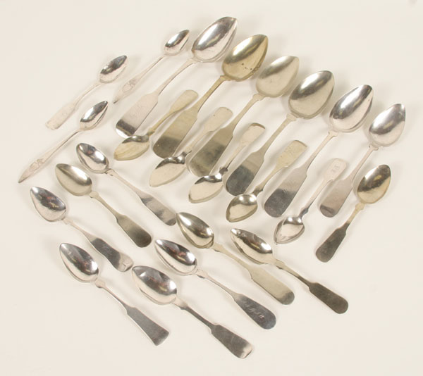 Appraisal: Twenty-three coin silver spoons of varying sizes Makers include Phinney