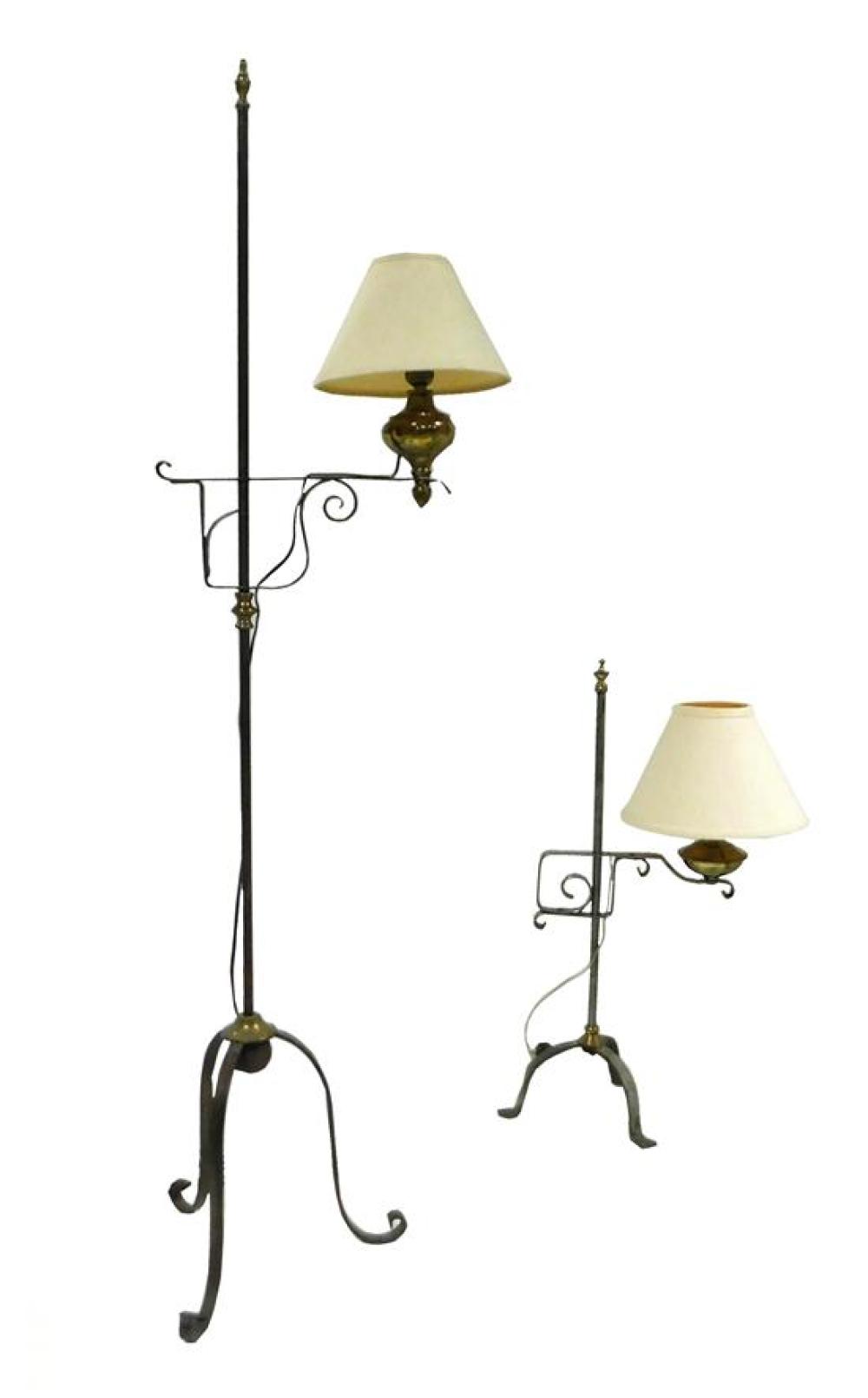 Appraisal: Two lamps with adjustable metal tripod base one floor one