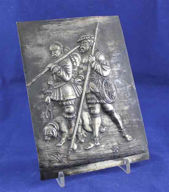 Appraisal: A th century German silver panel of rectangular form embossed