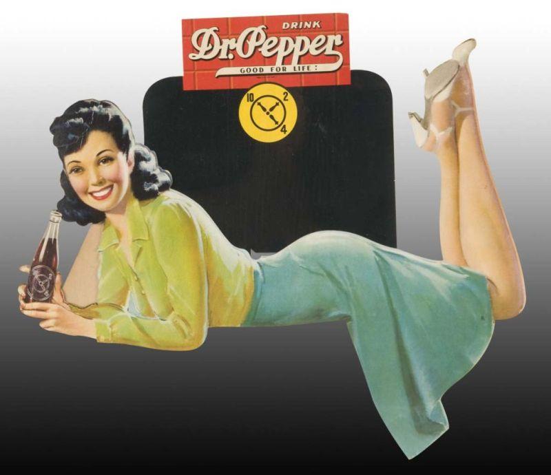 Appraisal: Dr Pepper Cardboard Die-Cut Sign Description Circa s Featuring girl