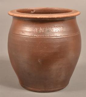 Appraisal: J F Ack Bros Brown Glazed Stoneware Crock J F