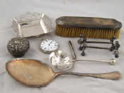 Appraisal: A square silver tray a silver pastry server a silver