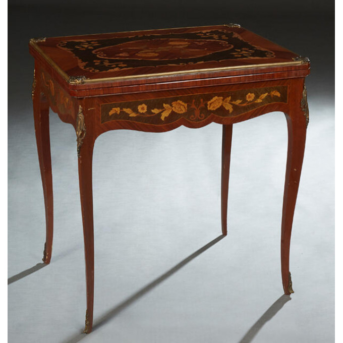 Appraisal: Louis XV Bronze Mounted Marquetry Inlaid Mahogany Games Table th