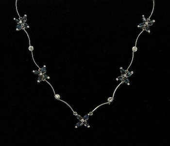 Appraisal: Delicate Design Sapphire Diamond Necklace k white gold necklace set