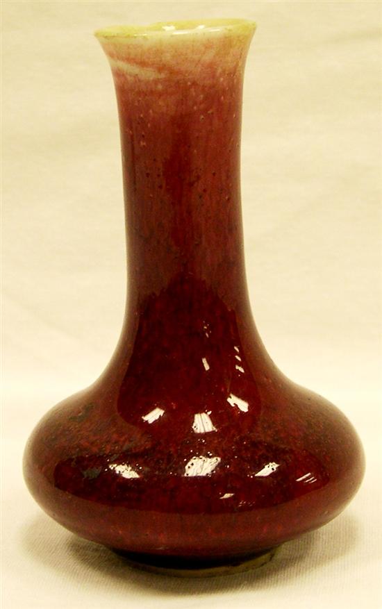 Appraisal: Chinese sang de bouef oxblood glazed porcelain vase Qing dynasty