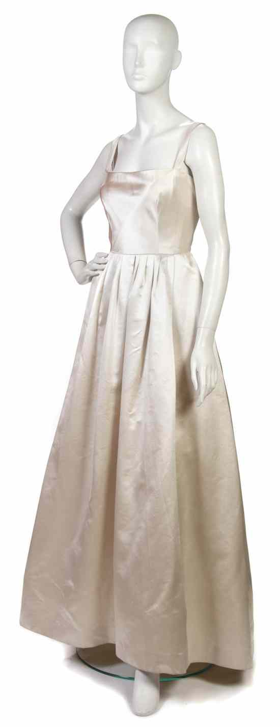 Appraisal: A Jean-Louis Scherrer Cream Satin Evening Gown Labeled Jean-Louis Scherrer