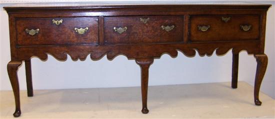 Appraisal: th th C Oak sideboard shaped skirt three drawers cabriole