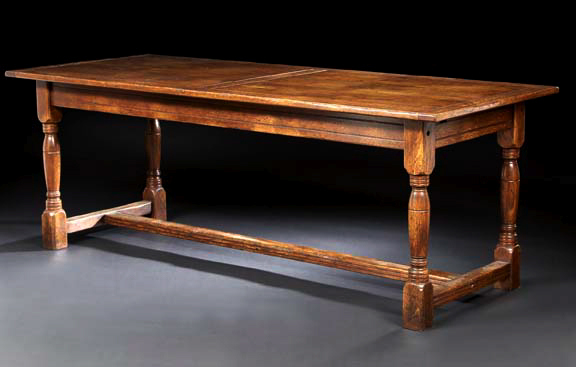 Appraisal: Provincial Oak Refectory Table the rectangular planked top raised on