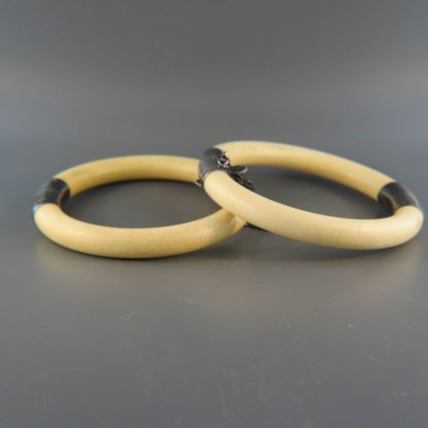 Appraisal: Ivory and Sterling Bracelets bangle type circa opening