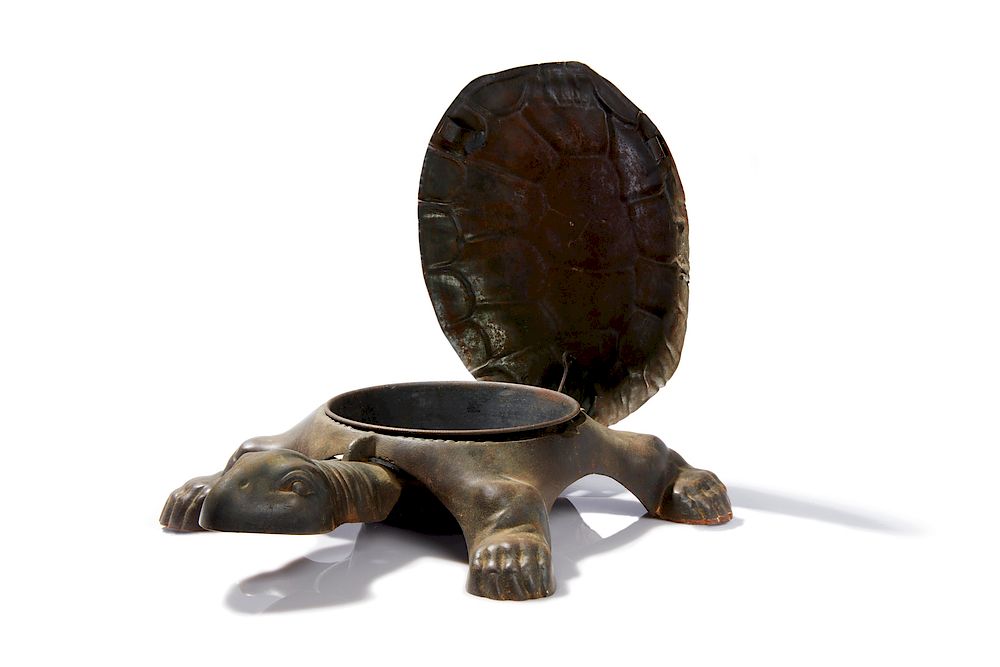 Appraisal: Turtle Spittoon Large turtle form spittoon Unmarked Dimensions h x