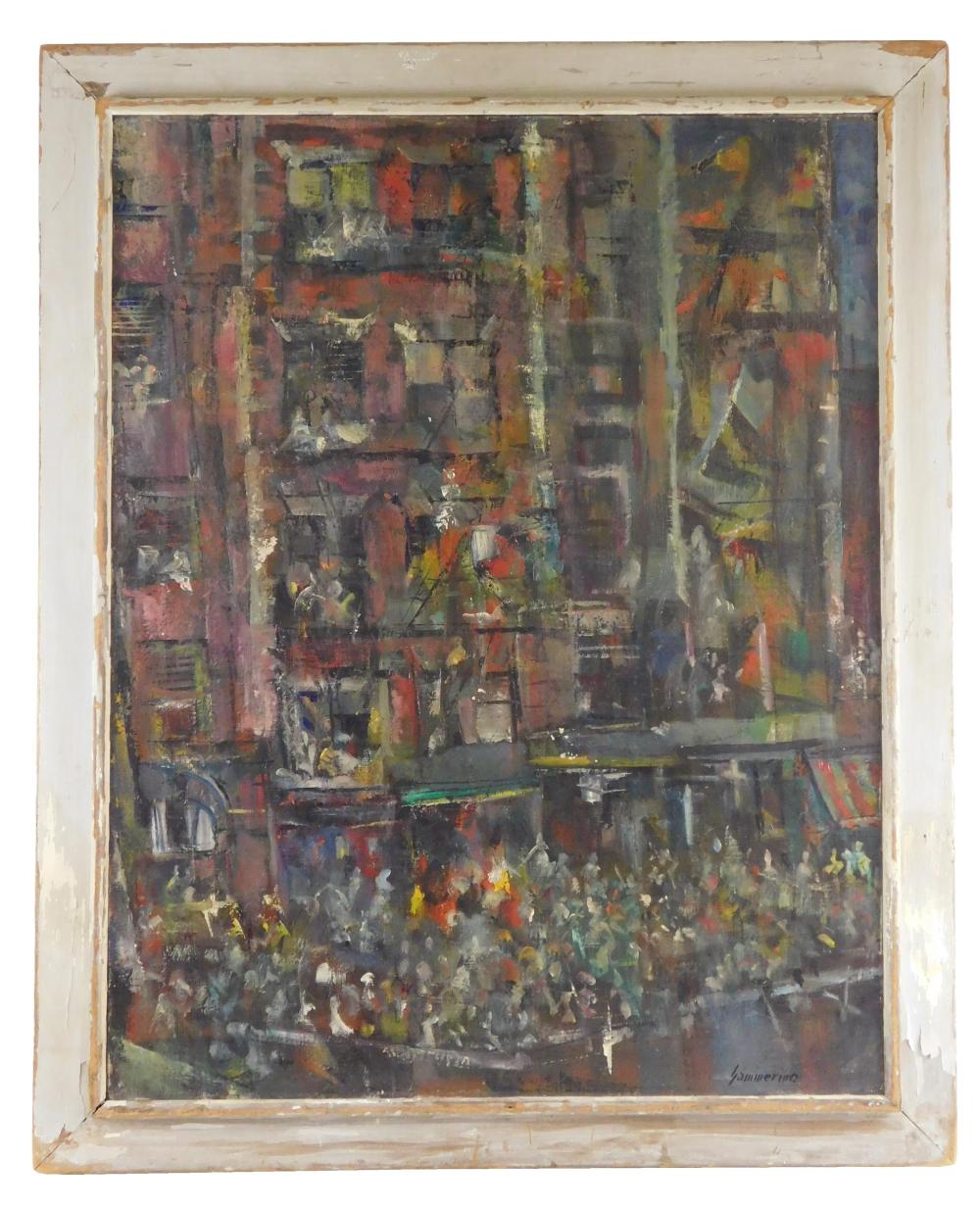 Appraisal: Aurelio Yammerino American - rd Ave oil on canvas cityscape