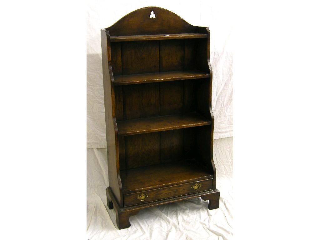 Appraisal: Georgian style oak four tier waterfall bookcase fitted with a