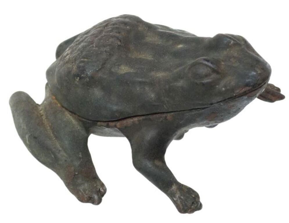 Appraisal: American cast iron frog match safe early th c advertising