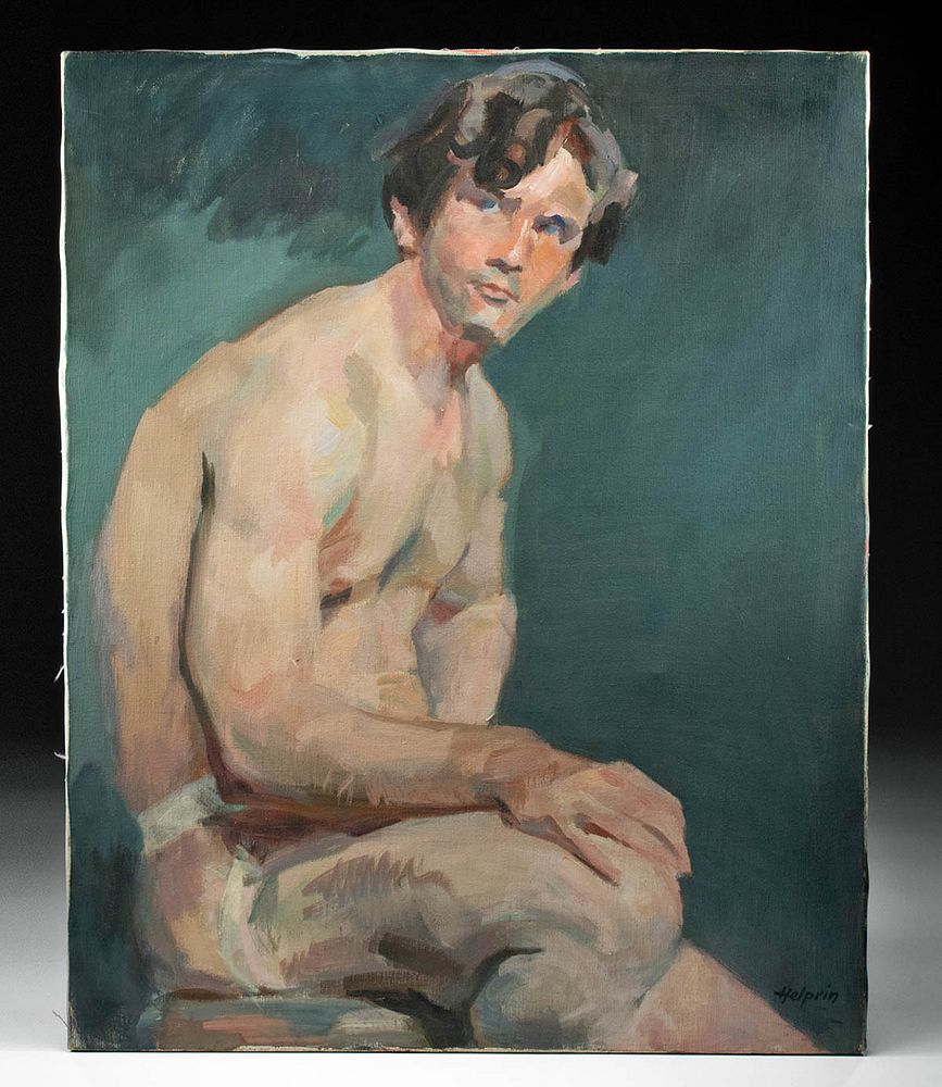 Appraisal: Helprin Draper Student Painting of Nude Male s Henry Helprin