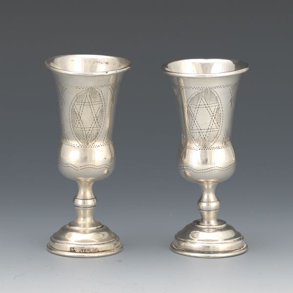 Appraisal: PAIR OF KIDDUSH CUPS Marked on the side of the