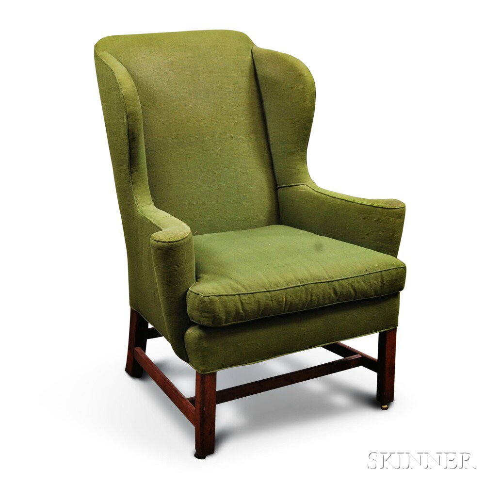 Appraisal: Chippendale Upholstered Cherry Easy Chair New England late th century