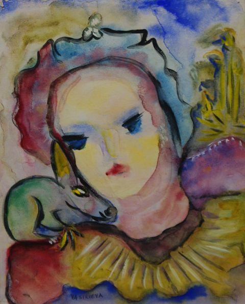 Appraisal: Elizabeth Vassilieff circa - Katie and Bandicoot watercolour signed 'VASILIEVA'