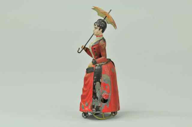 Appraisal: WOMAN WITH UMBRELLA Attributed to French toy maker hand painted