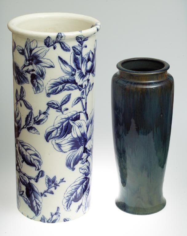 Appraisal: MALING FLOW-BLUE STICKSTAND c of cylindrical form printed with foliage