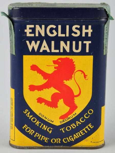 Appraisal: English Walnut Pocket Tobacco Tin Description Minor restoration Condition Excellent