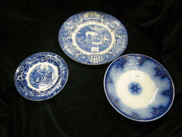 Appraisal: Pcs Blue White Ironstone flow blue bowl Wedgwood plate Wedgwood