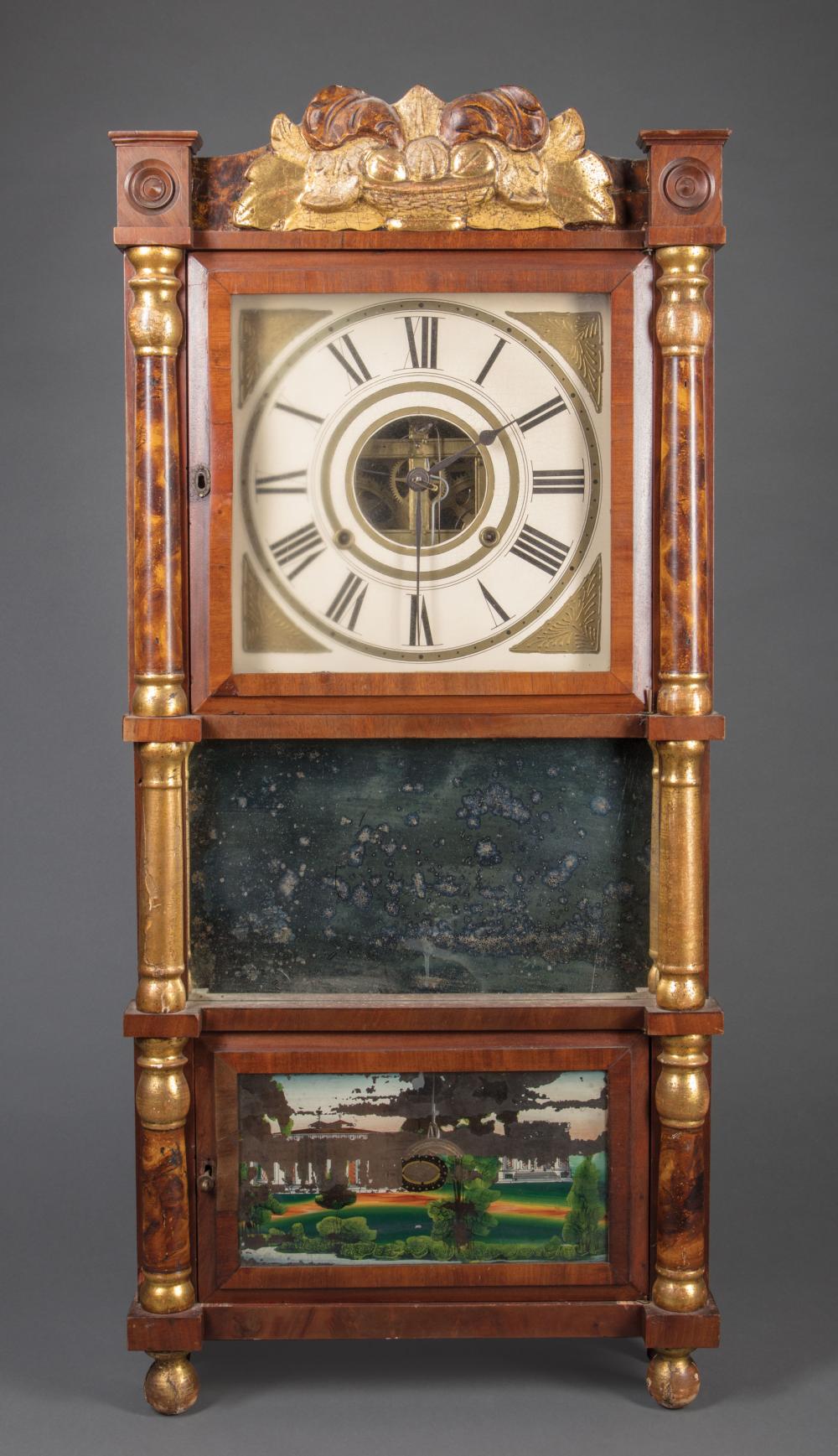 Appraisal: American Mahogany Eight-Day Mantel Clock c Birge Fuller Bristol CT