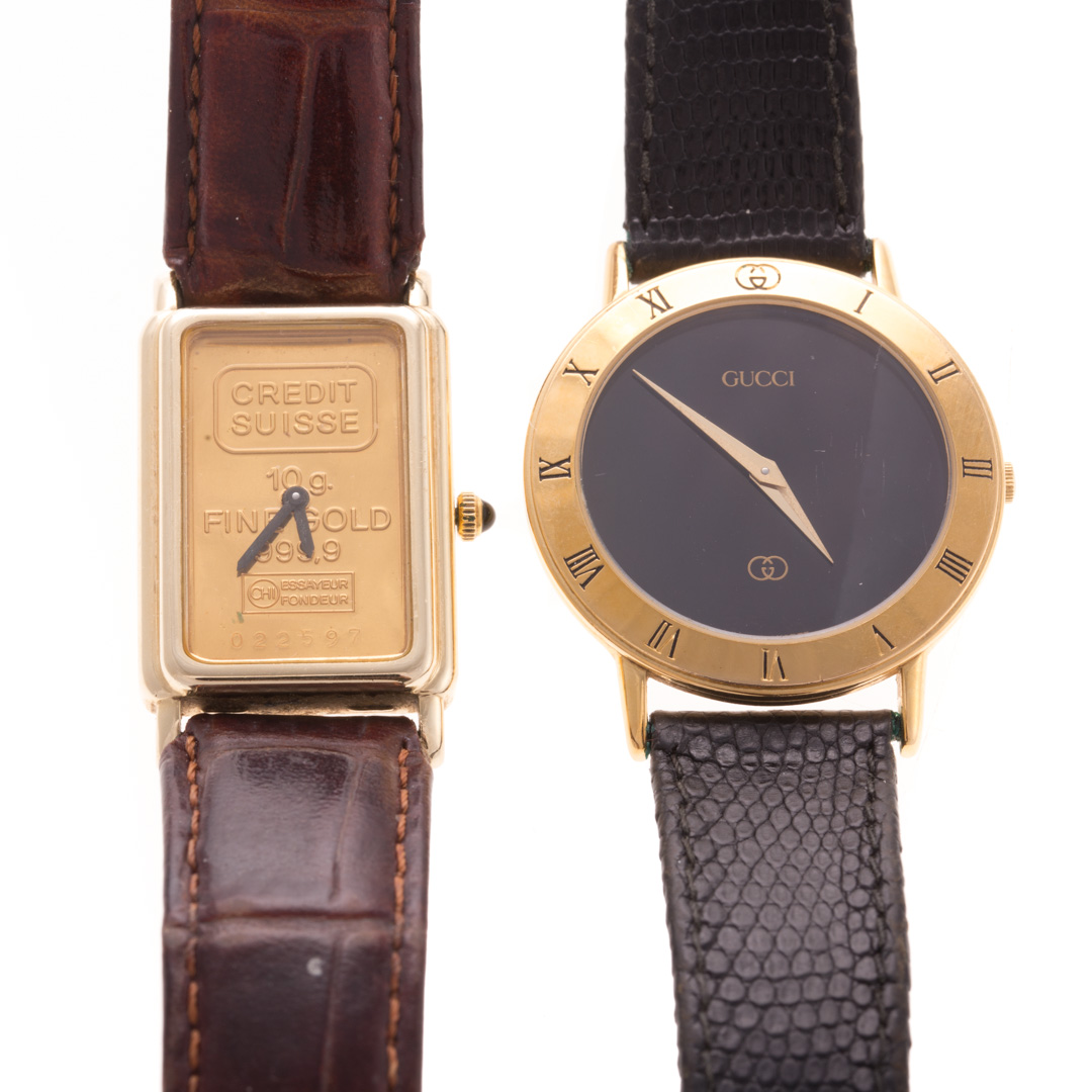 Appraisal: A Gent's Gucci Watch Credit Suisse Watch K yellow gold