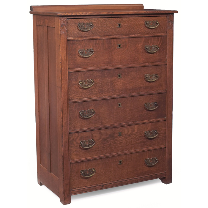 Appraisal: Arts and Crafts chest large form with six full drawers