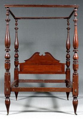 Appraisal: North Carolina cherry four poster bed rectangular tester boldly turned