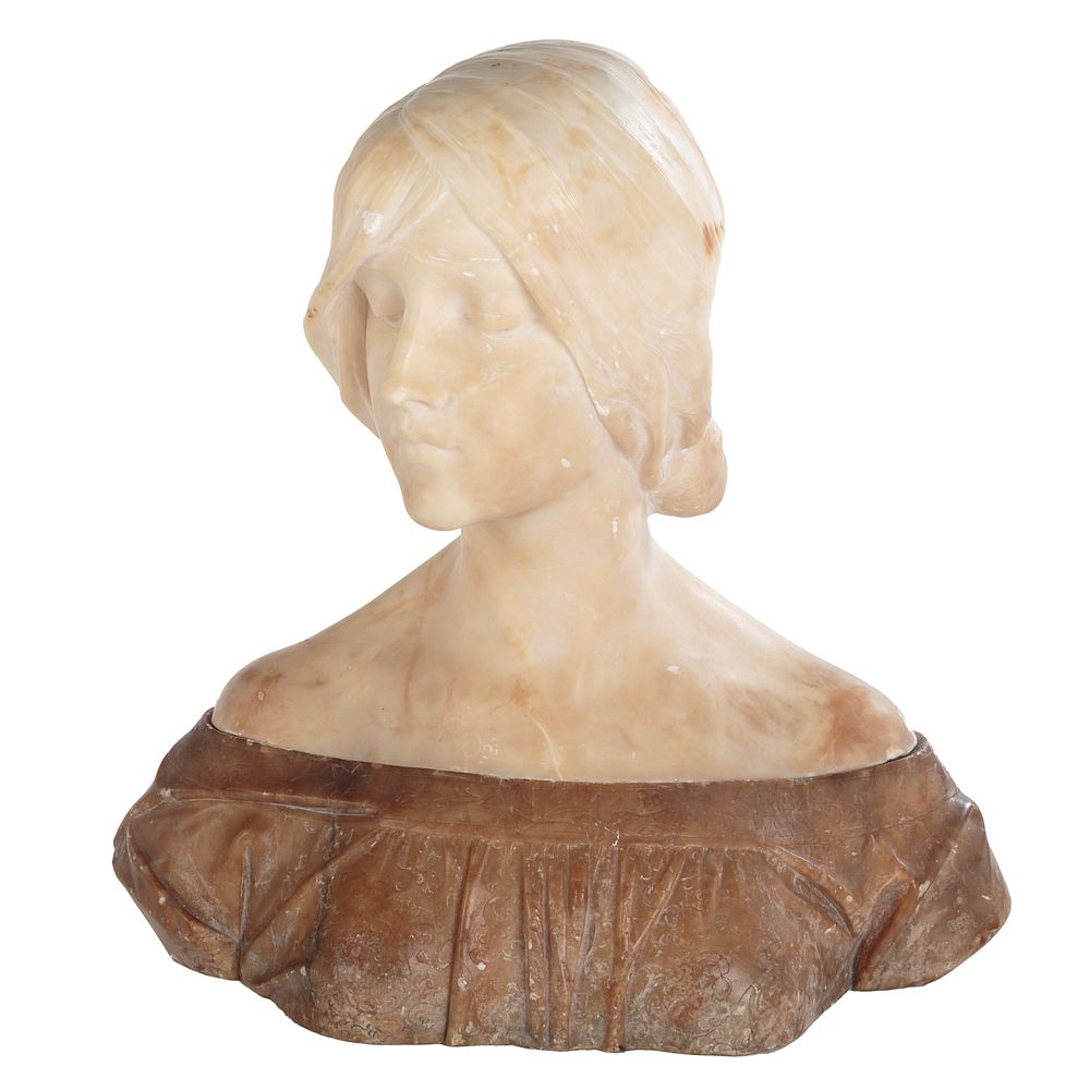 Appraisal: Emillio Fiaschi Young Beauty Alabaster Bust Italian - Carved white