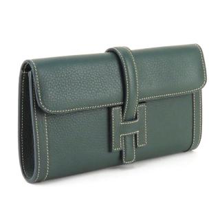 Appraisal: Stefano Brava Italian Dark Green Leather H Clutch White stitching