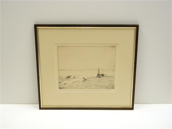 Appraisal: Robert Nisbet American - ''Mud Boats'' etching signed and numbered