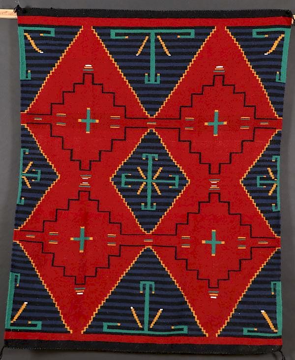 Appraisal: TWO SOUTHWEST NAVAJO HANDWOVEN WOOL RUGS TWO SOUTHWEST NAVAJO HANDWOVEN