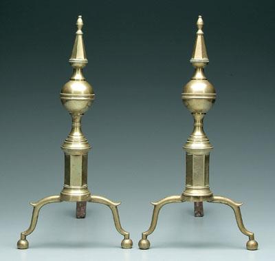 Appraisal: Pair Federal steeple-top andirons ball feet early th century in