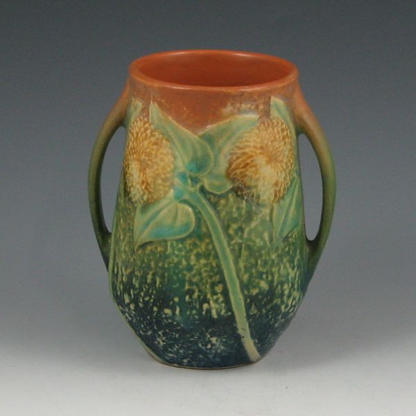 Appraisal: Roseville Sunflower - handled vase Unmarked Restored tall