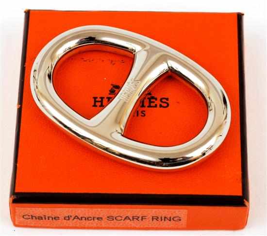 Appraisal: A CHAINE D'ANCRE SCARF RING BY HERMES Styled in silver